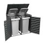 Ecoscape Quadruple Bin Store with Lid - 2640mm x 800mm x 1160mm Charcoal