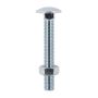 M12 x 220mm - Coach Bolt with Nut Grade 4.6 DIN 603 - BZP - Bag of 2