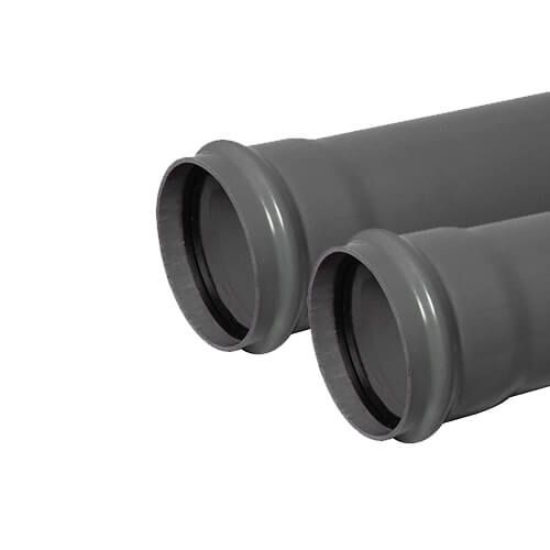 FloPlast Ring Seal Soil Pipe Single Socket - 110mm x 3mtr Anthracite Grey - Pack of 2