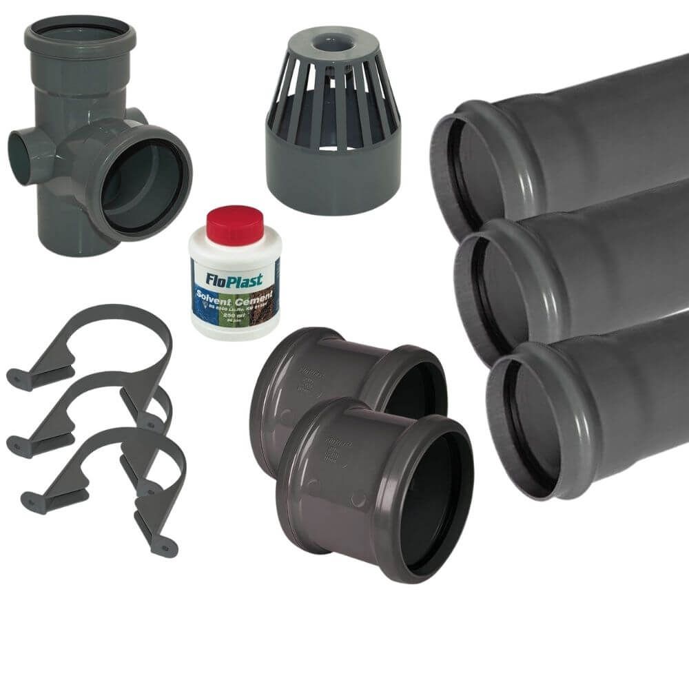 Ring Seal Soil Stack Complete Kit - 110mm Anthracite Grey