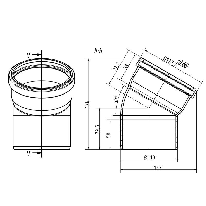 Drainage Bend Single Socket - 30 Degree x 110mm - Pack of 30