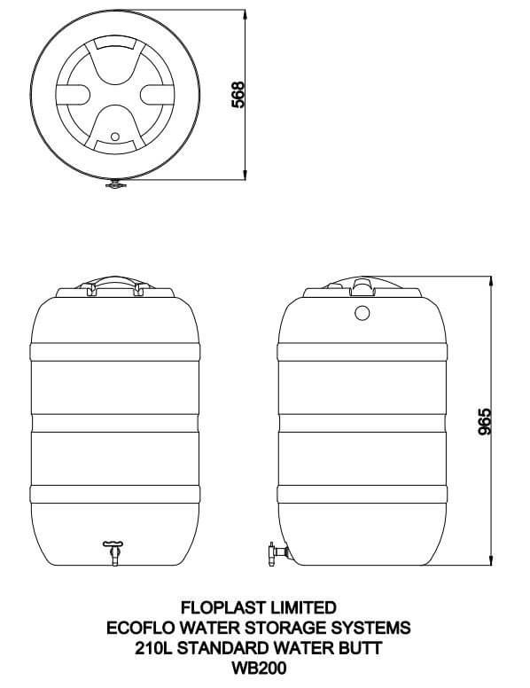 Water Butt - Standard 210L