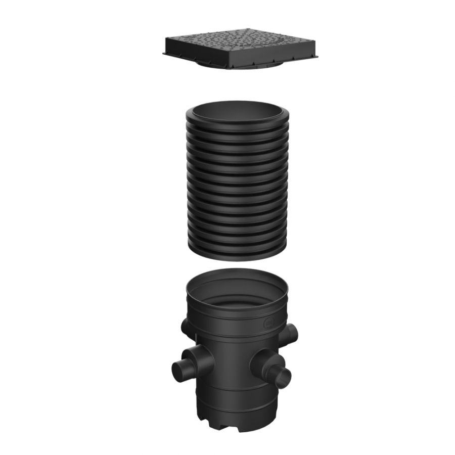 Catchpit Chamber Set - 450mm Diameter x 1015mm Height For 110mm & 160mm Pipe with 110mm & 160mm Inlets