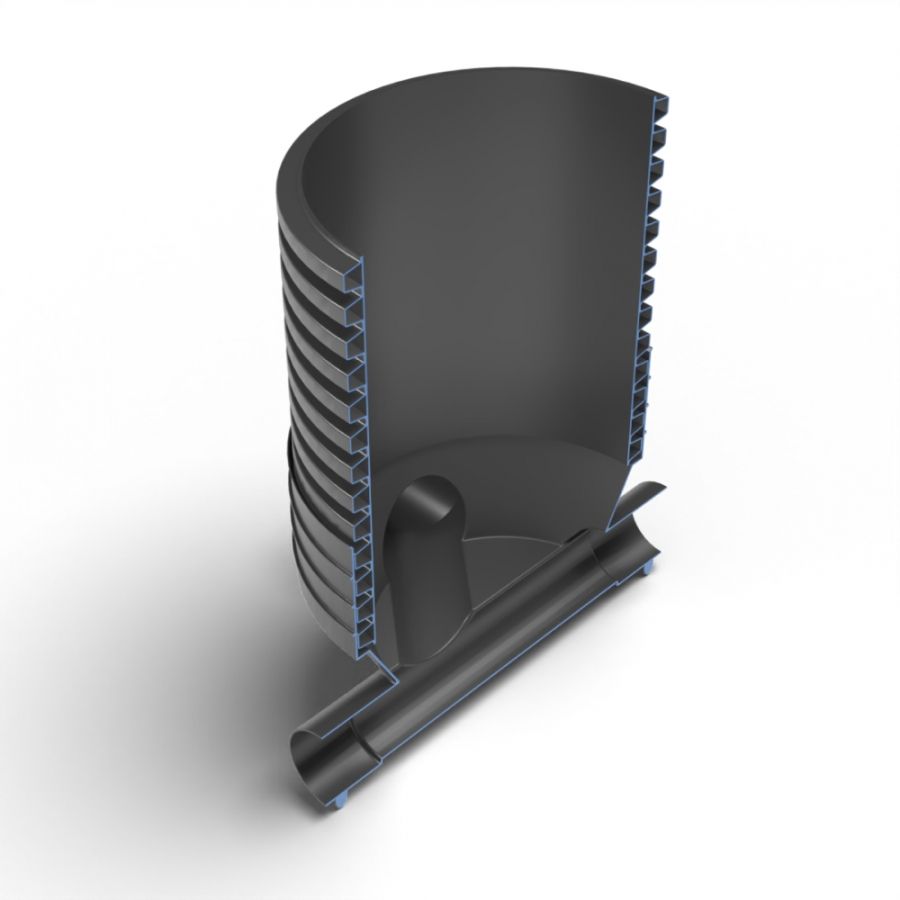 Inspection Chamber Set - 600mm Diameter x 896mm Depth with 150mm Channel & 150mm Inlets