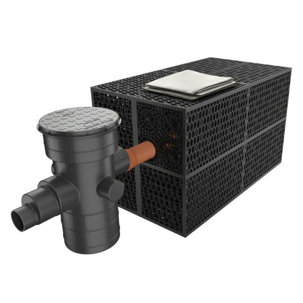 Rainsmart 24 Tonne Soakaway Crate Set Assembled with Silt Trap & Lid - 1 Cubic Metre Kit