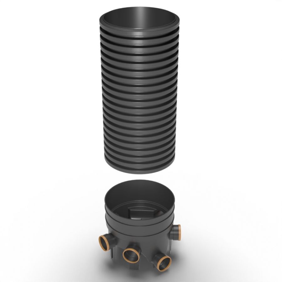 Inspection Chamber Set - 450mm Diameter x 1480mm Depth with 110mm Channel & 110mm Inlets