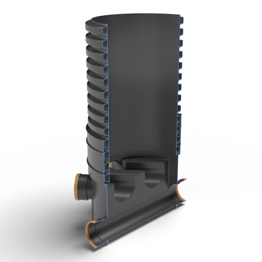 Inspection Chamber Set - 450mm Diameter x 960mm Depth with 110mm Channel & 110mm Inlets