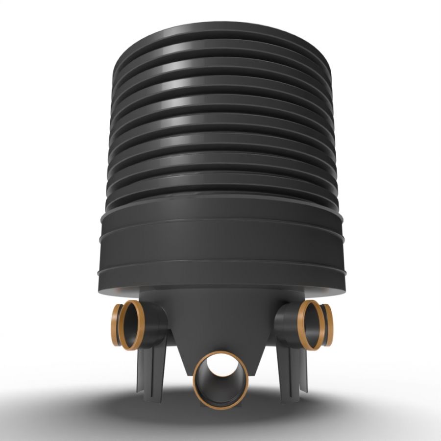 Inspection Chamber Set - 600mm Diameter x 1020mm Depth with 110mm Channel & 110mm Inlets
