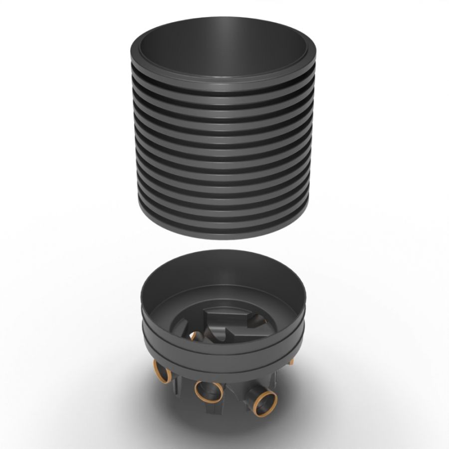 Inspection Chamber Set - 600mm Diameter x 1020mm Depth with 110mm Channel & 110mm Inlets