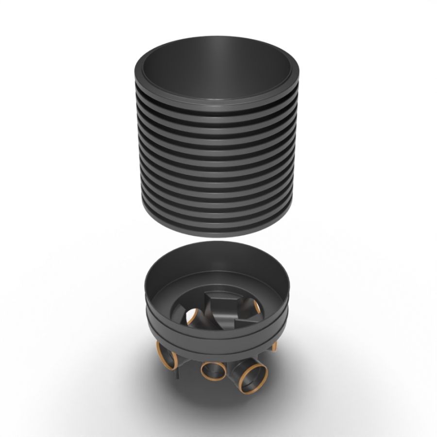 Inspection Chamber Set - 600mm Diameter x 1050mm Depth with 160mm Channel & 110mm Inlets
