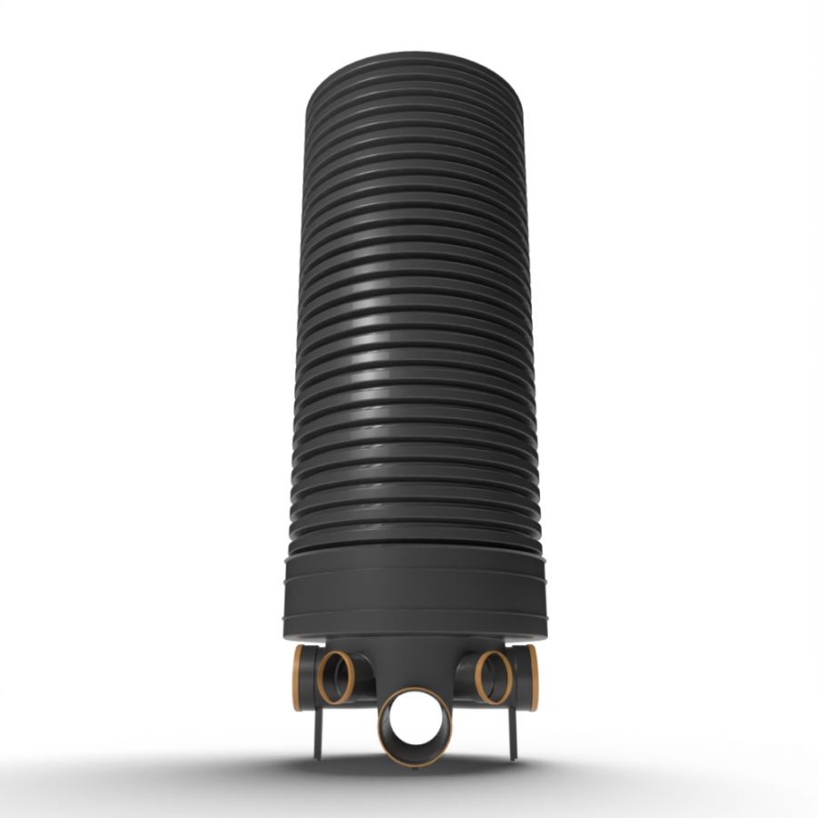 Inspection Chamber Set - 600mm Diameter x 2350mm Depth with 160mm Channel & 110mm & 160mm Inlets