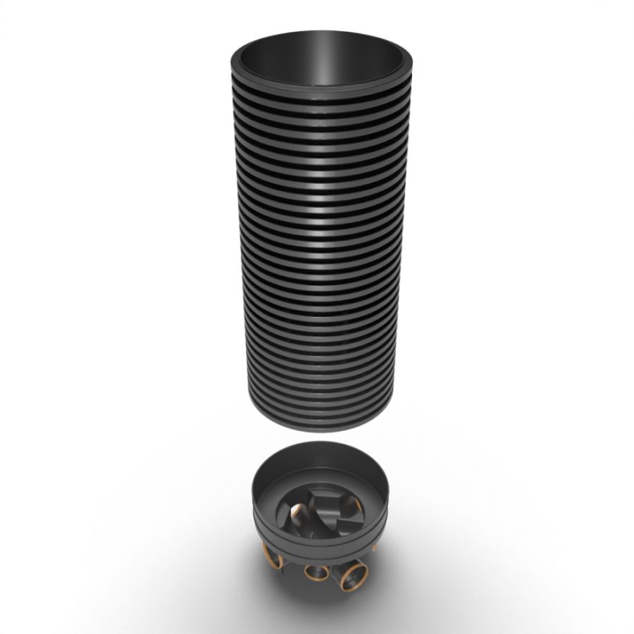 Inspection Chamber Set - 600mm Diameter x 2350mm Depth with 160mm Channel & 110mm & 160mm Inlets
