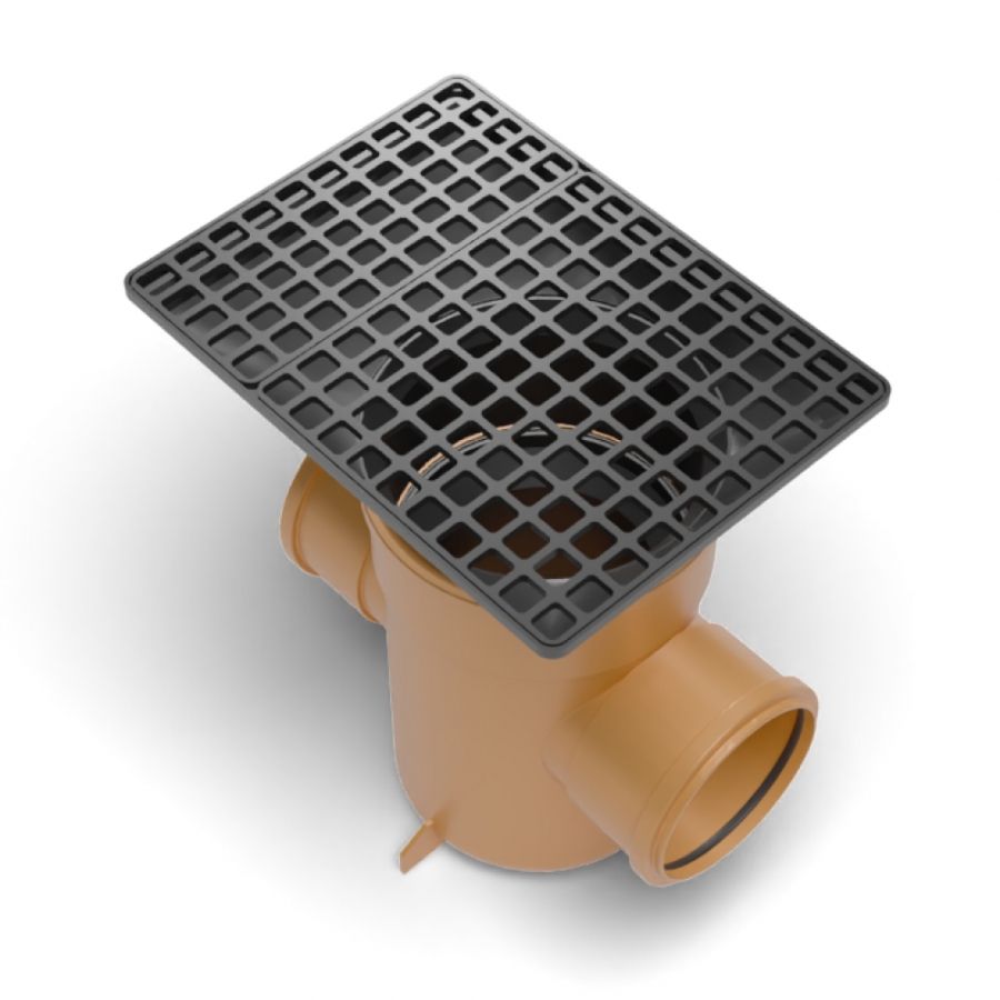 FloPlast Drainage Back Inlet Bottle Gully Rectangular Grid - 110mm