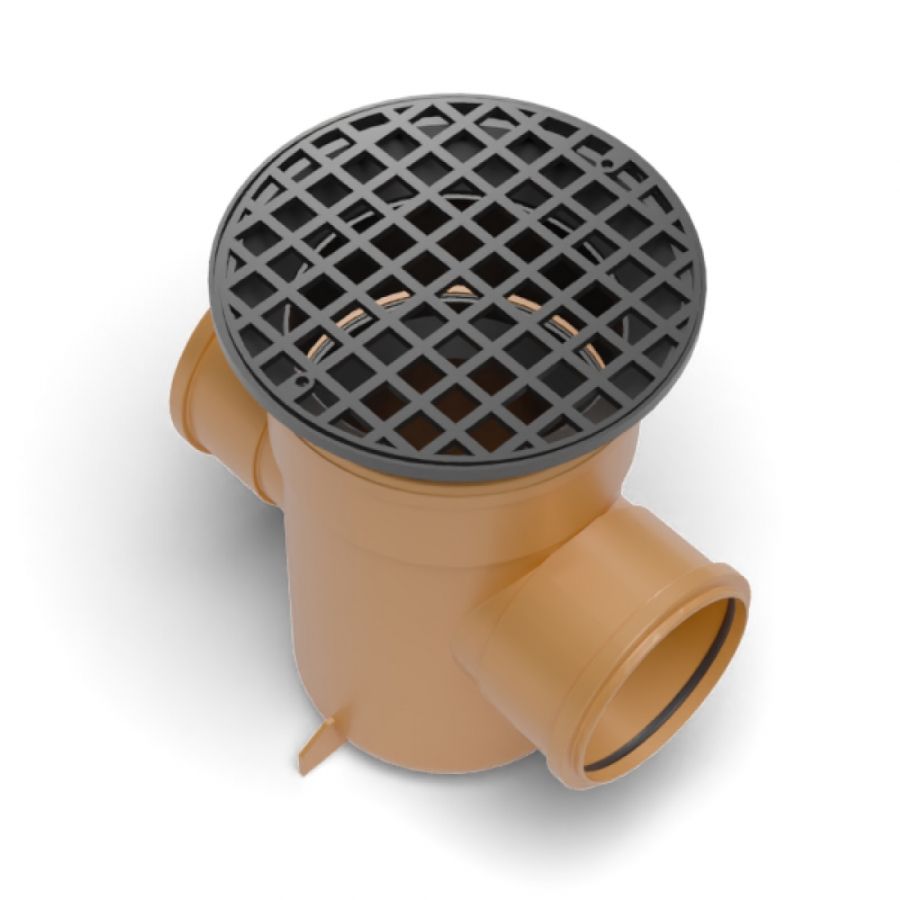 FloPlast Drainage Back Inlet Bottle Gully Circular Grid - 110mm