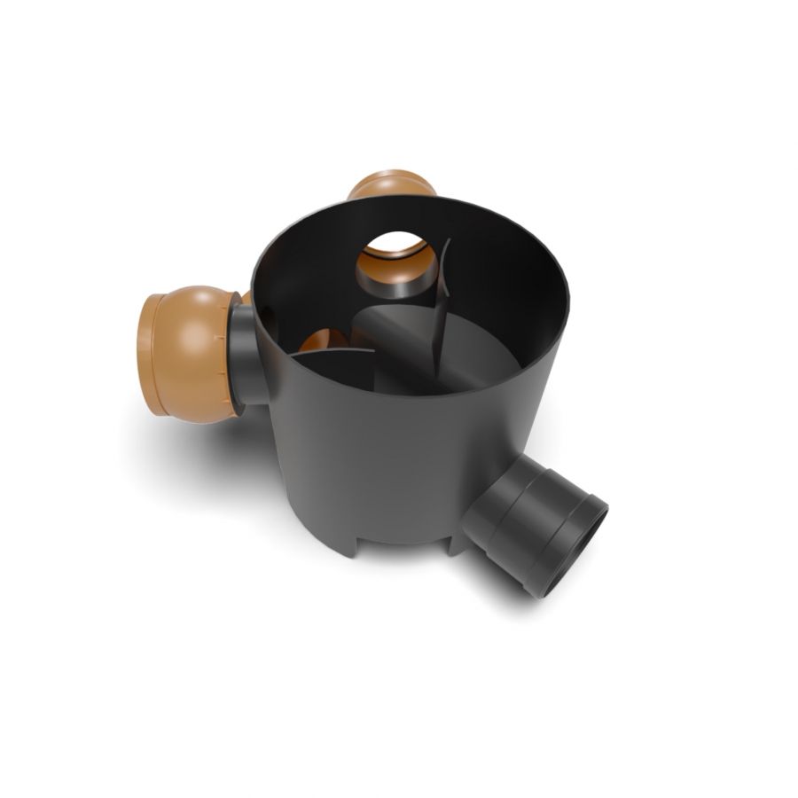 FloPlast Inspection Chamber Base 3 Adjustable Inlets - 45 Degree x 300mm Diameter - Pack of 2