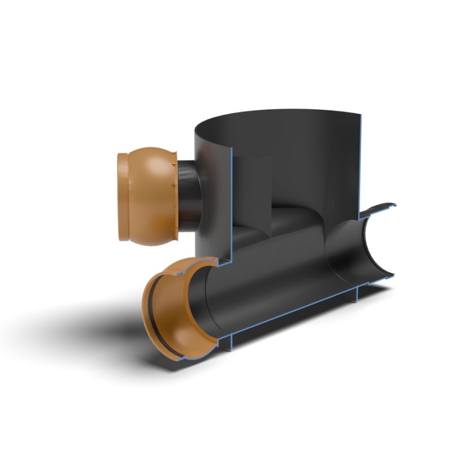 FloPlast Inspection Chamber Base 3 Adjustable Inlets - 45 Degree x 300mm Diameter - Pack of 2