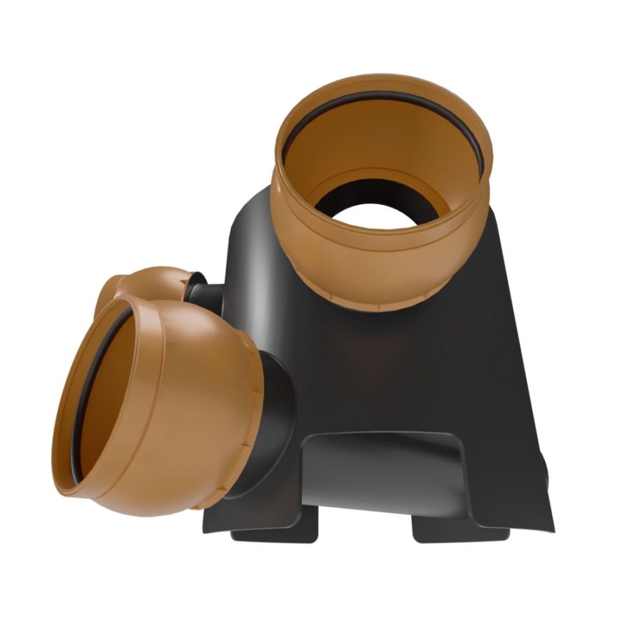 FloPlast Inspection Chamber Base 3 Adjustable Inlets - 45 Degree x 300mm Diameter - Pack of 2
