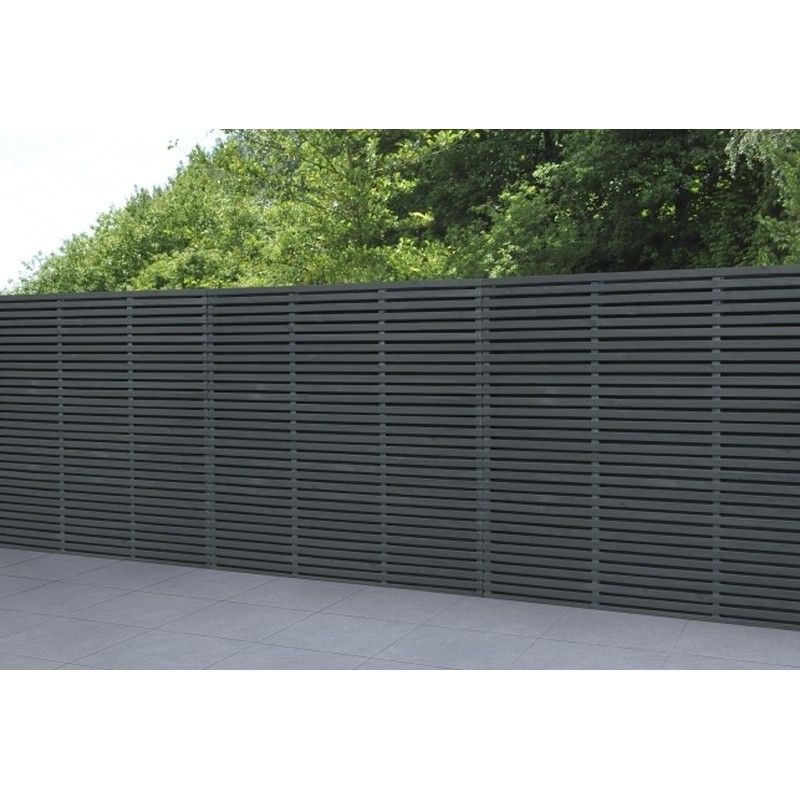 Contemporary Double Slatted Fence Panel - 1800mm x 1800mm Anthracite Grey