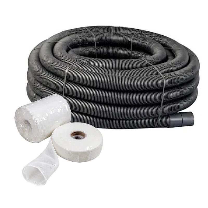 Perforated Land Drain and Filter Sleeve Kit - 80mm (O.D.) x 100mtr Coil