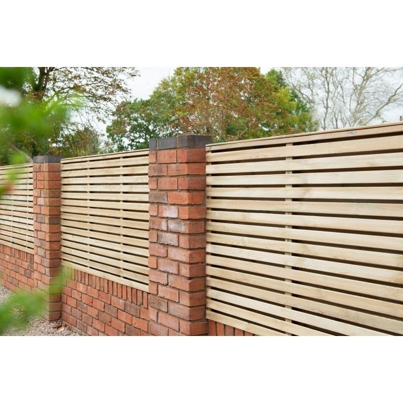 Pressure Treated Contemporary Double Slatted Fence Panel - 1800mm x 1800mm