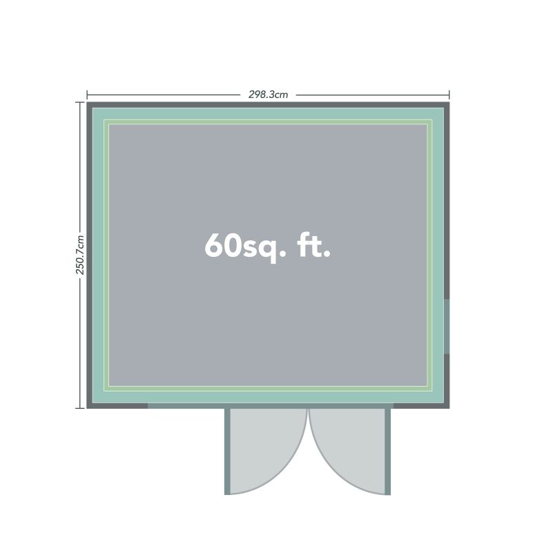 Forest Xtend Garden Building - Double Door - 2500mm x 2980mm x 2900mm