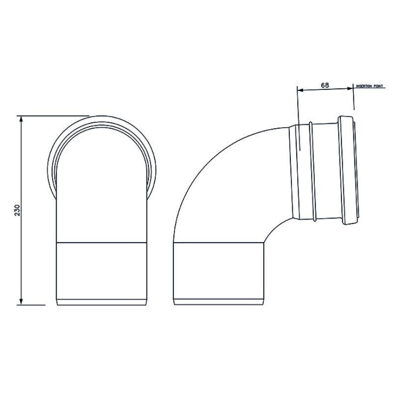 FloPlast Drainage Bend Single Socket - 87.5 Degree x 110mm