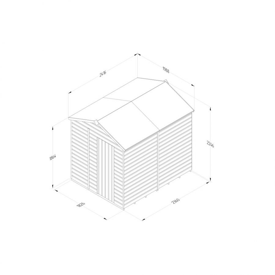 Forest Garden Shiplap Apex Shed - No Window - 6' x 8'