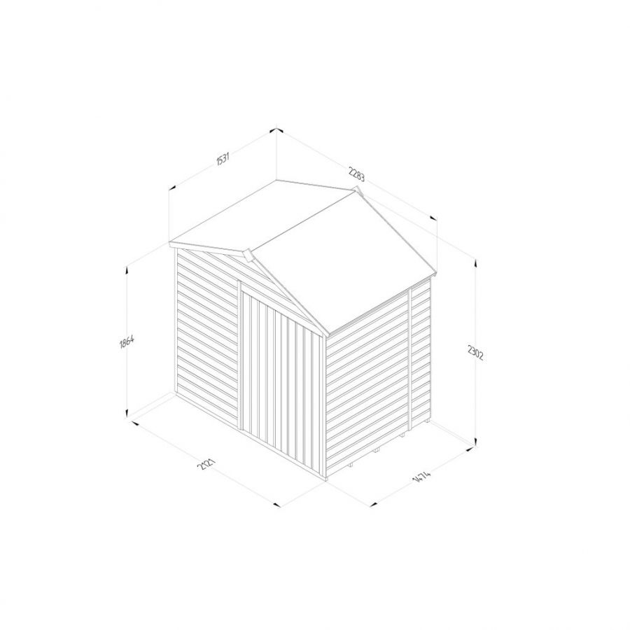 Forest Garden Shiplap Apex Shed - No Window Double Door - 7' x 5'