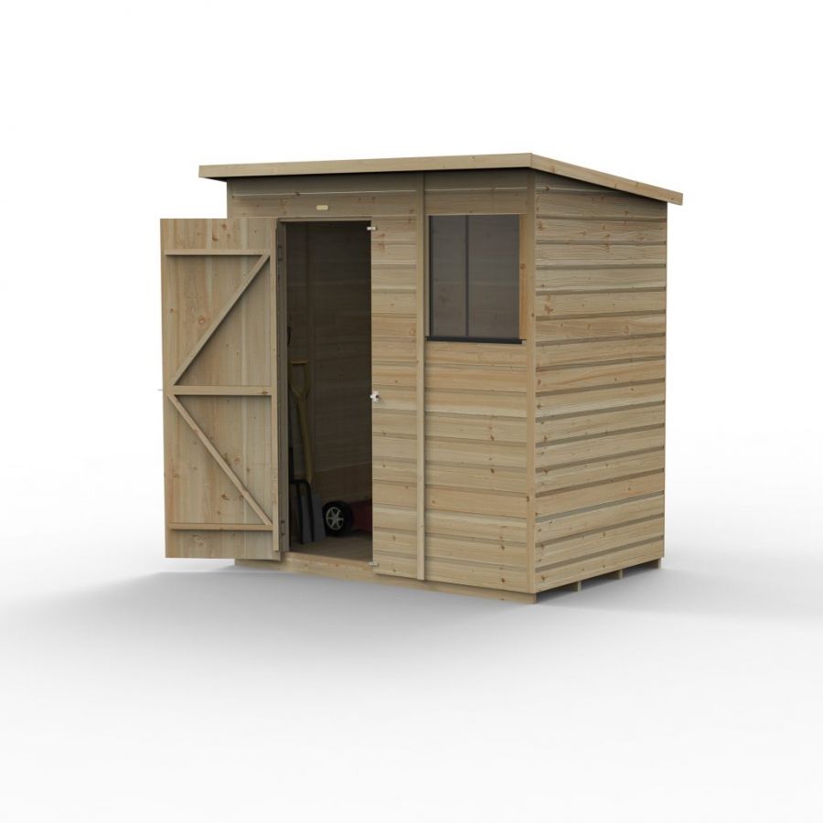 Forest Garden Shiplap Pent Shed - 1 Window - 6' x 4'