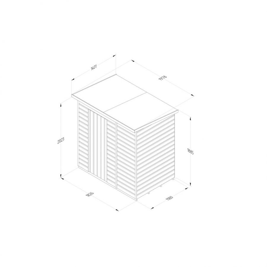 Forest Garden Shiplap Pent Shed - No Window - 6' x 4'