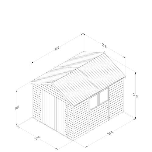 Forest Garden Tongue & Groove Apex Shed - Double Door - 10' x 8'