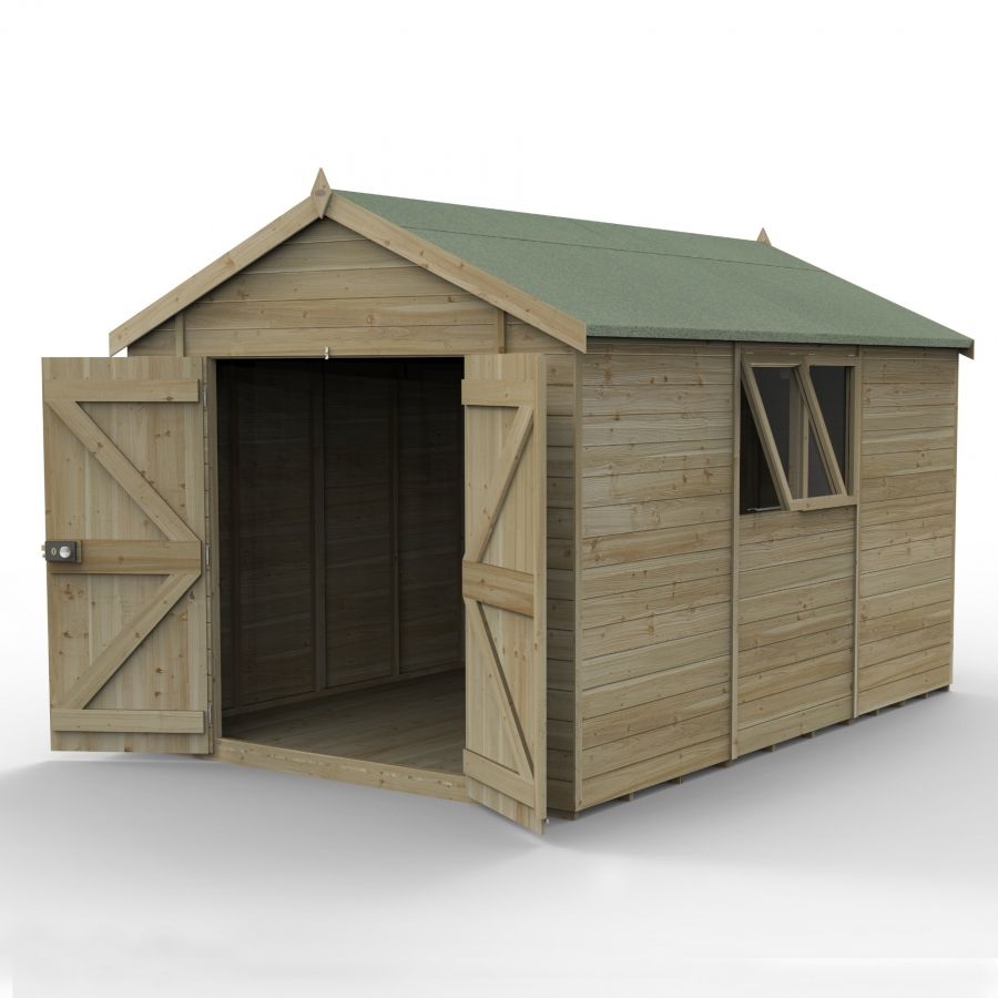 Forest Garden Tongue & Groove Apex Shed - Double Door - 12' x 8'