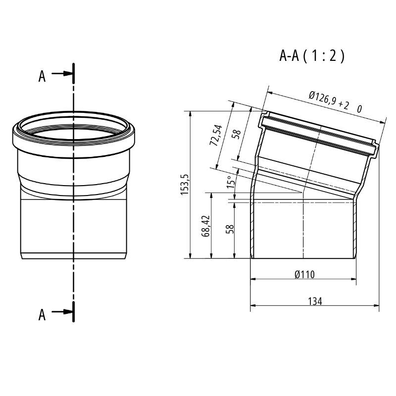 Drainage Bend Single Socket - 15 Degree x 110mm