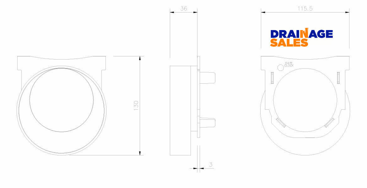 D712 End Outlet Technical Drawing